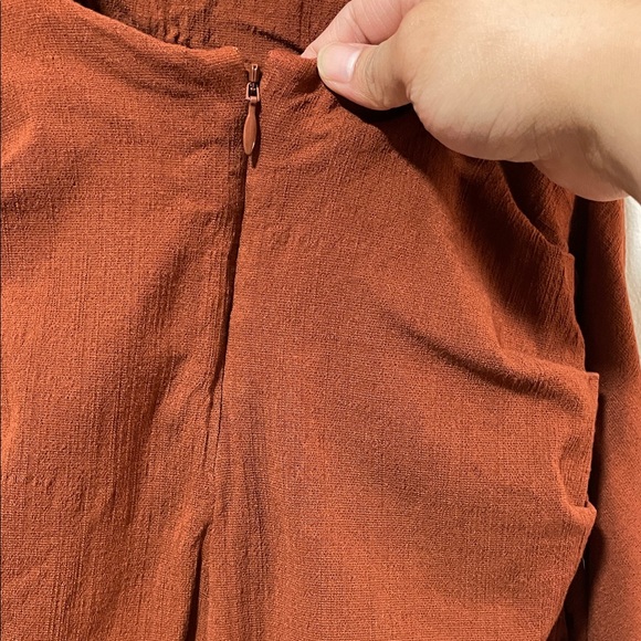 Free People Rough Rider Red Copper Textured Dress As is - Picture 10 of 12